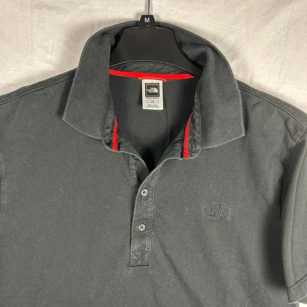 The North Face Men’s Pique Polo Shirt, Solid Black, Embroidered Logo, Size Large
